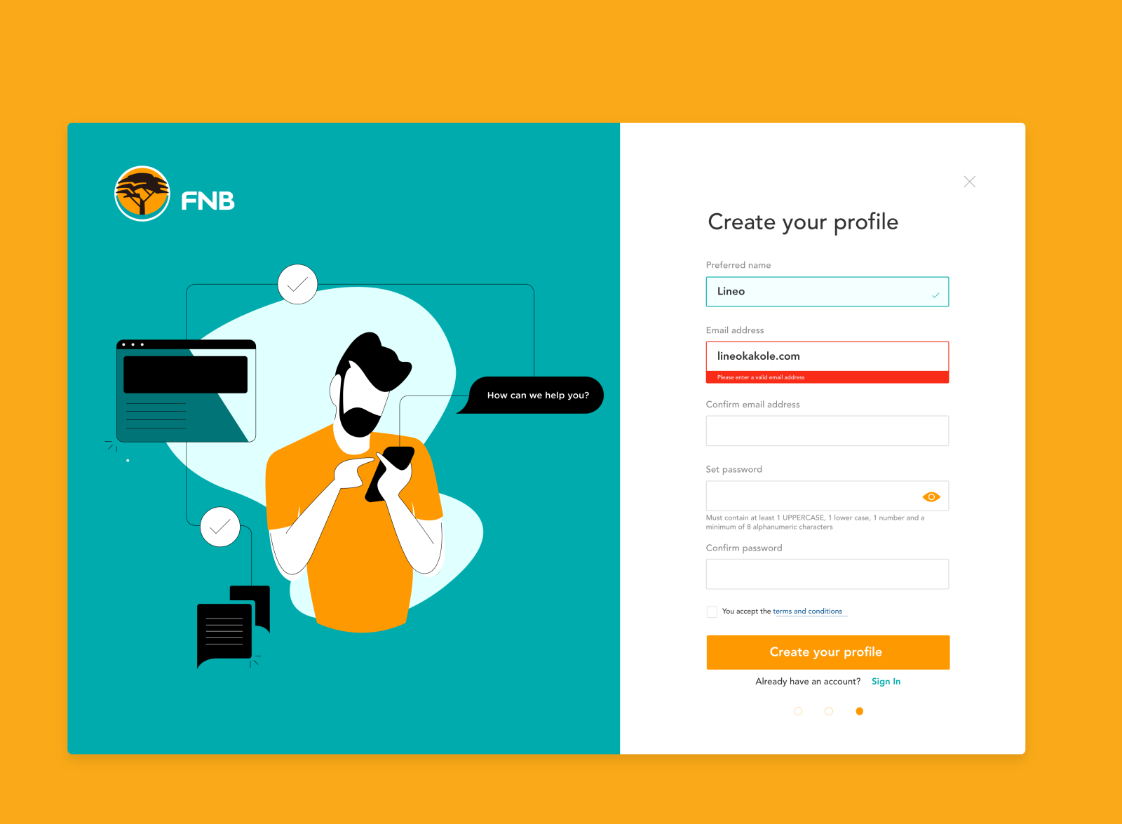 Bank Sign Up Form (Concept) by Lineo Kakole on Dribbble