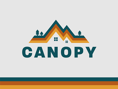 Canopy Logo Concept agrihood architecture branding building graphic design home housing logo design mountain outdoor logo outdoors retro logo vector illustration