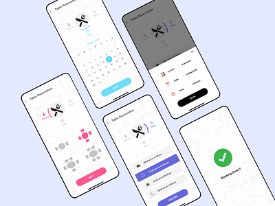 Table Booking App for Restaurents app book booking booking app calender chair clean date design illustration ios landing page logo minimal mobile app reservation restaurant table time ui
