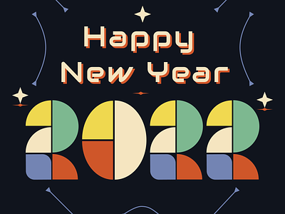 New Year 2022 | Retro Poster Concept 2021 2022 abstract celebration colors dark doodle event funky happy new year minimal new year eve party pattern pop poster retro shapes vibrant visual design