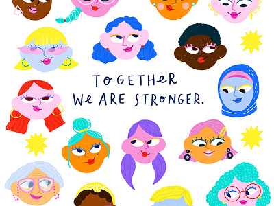 Together we are stronger ! art artist colors draw drawing drawings feminism feminist girls graphism illustration illustrator pencils sorority
