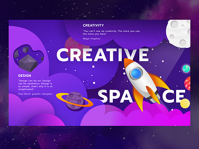 Creative Space Illustration creativity design gradients graphics collection illustration minimal rocket space typography vector web