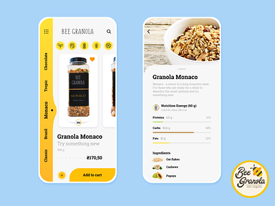 Bee Granola app bee granola breakfast design food granola mobile ui ui design