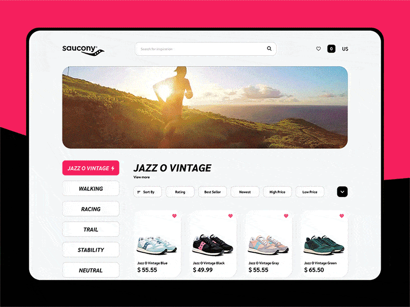 Saucony design ecommerce gift product design run it saucony shoes shop store ui ui design website