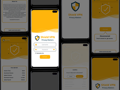 Shield VPN UI Design app branding design icon illustration illustrator logo typography ui ux