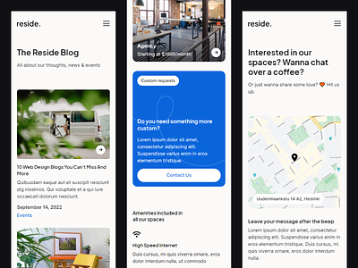 Reside - Free Coworking Webflow Template Mobile minimalist web design webflow webflow template