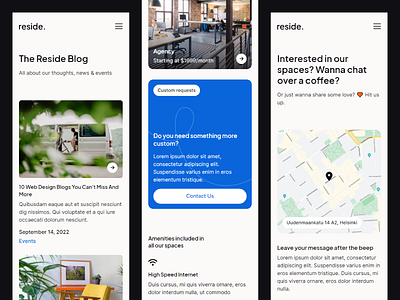 Reside - Free Coworking Webflow Template Mobile