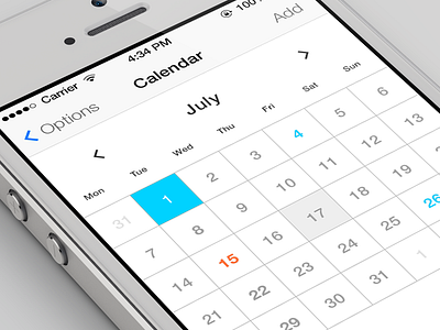iOS7 Calendar calendar design ios7 ui