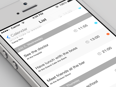 iOS7 Calendar list