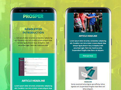 Prosper email newsletter - mobile email marketing newsletter organisation refugee template
