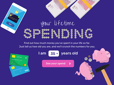 Lifetime Spend web app app design illustration landing page work in process