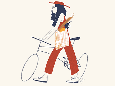 City Biker Girl bike drawing girl illustration sketch