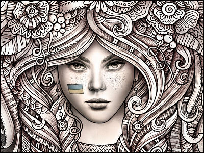 Ukrainian Girl art doodles fashion girl graphics illustration patriotic portrait ukraine ukrainian watercolor women