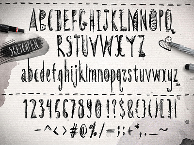 Sketchpen Typeface art design elements extras font hand drawn hand lettering letters pen sketch type typeface