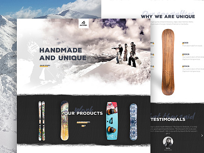Web page- snowboards front page homemade products page ski snow snowboards sports unique web page wood products