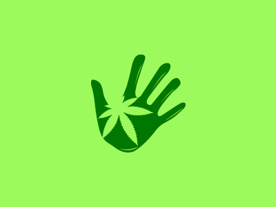 NaturaLeaf cannabis logo eco green hand logo marijuana negative space logo