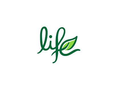 Life calligraphy eco leaf life logo typogaphy