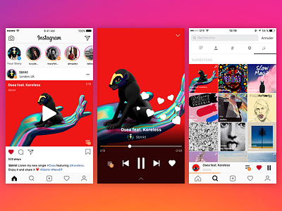 Instagram Music audio concept instragram interface ios music player prototype streaming ui ux