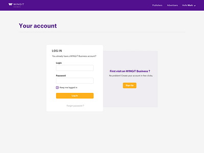 WINGiT Business • Login and SignUp Page