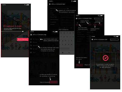Guide Screens of Vehicle Workshop Application app design ui