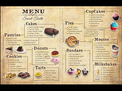 Bakery Menu Card design illustration