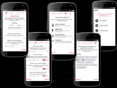 Mobile Screens for Weight Reduction app app design illustration ui ux