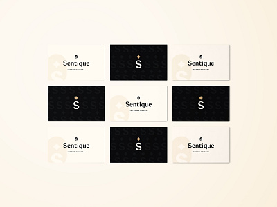 Sentique | Buisness Cards beauty bold brand identity branding business cards businesscard cosmetics elegant feminine gold graphicdesign graphicdesigner icon logo logodesigner presentation star stationery stylish typography