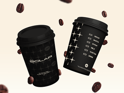 Solar | Coffee Cup bean beans brand brand identity branding cafe coffee coffee cup coffee shop creative cup design drink icon identity logo motion pattern space typography