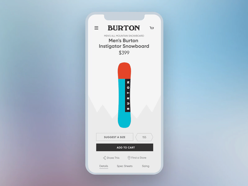 Burton Shop Concept shopping ui ux