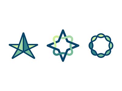 Star logo explorations blue geometric green logo star vector
