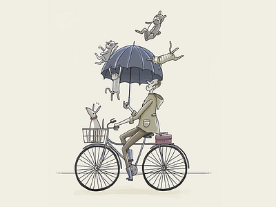 Raining cats & dogs bike cat dog rain