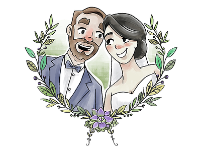 Marriage digital painting engagement illustration love marriage