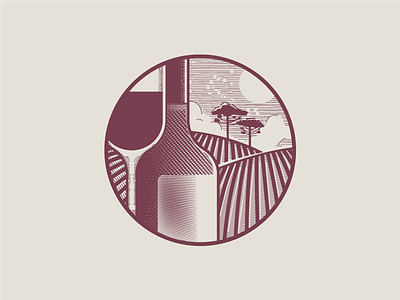Vineyard logo cross hatching vineyard wine