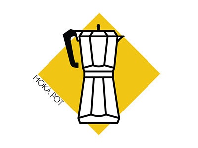 Coffee Icons: Moka Pot caffeine coffee flat illustration vacuum