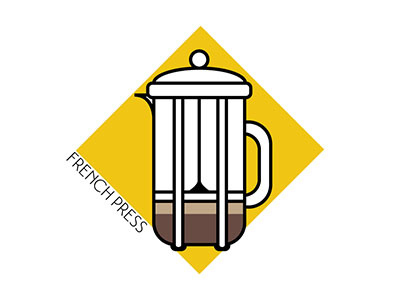 Coffee Icons: French Press caffeine coffee flat illustration vacuum