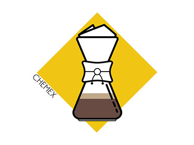 Coffee Icons: Chemex caffeine coffee flat illustration vacuum