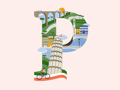 Guess the city! city illustration design illustration illustrator italy pisa typography typography art vector