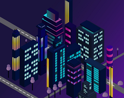 City Lights citylight gradients illustraion illustrator isometric isometric design isometric illustration lights