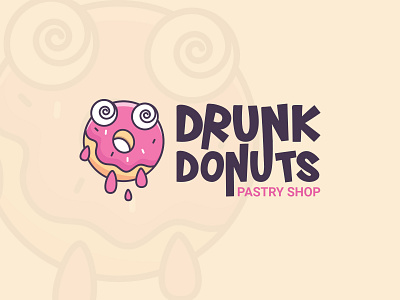Drunk donuts Pastry shop Logo brand identity branding creative icon illustration logo logo 3d logo a day logo design logo design challenge logo design concept