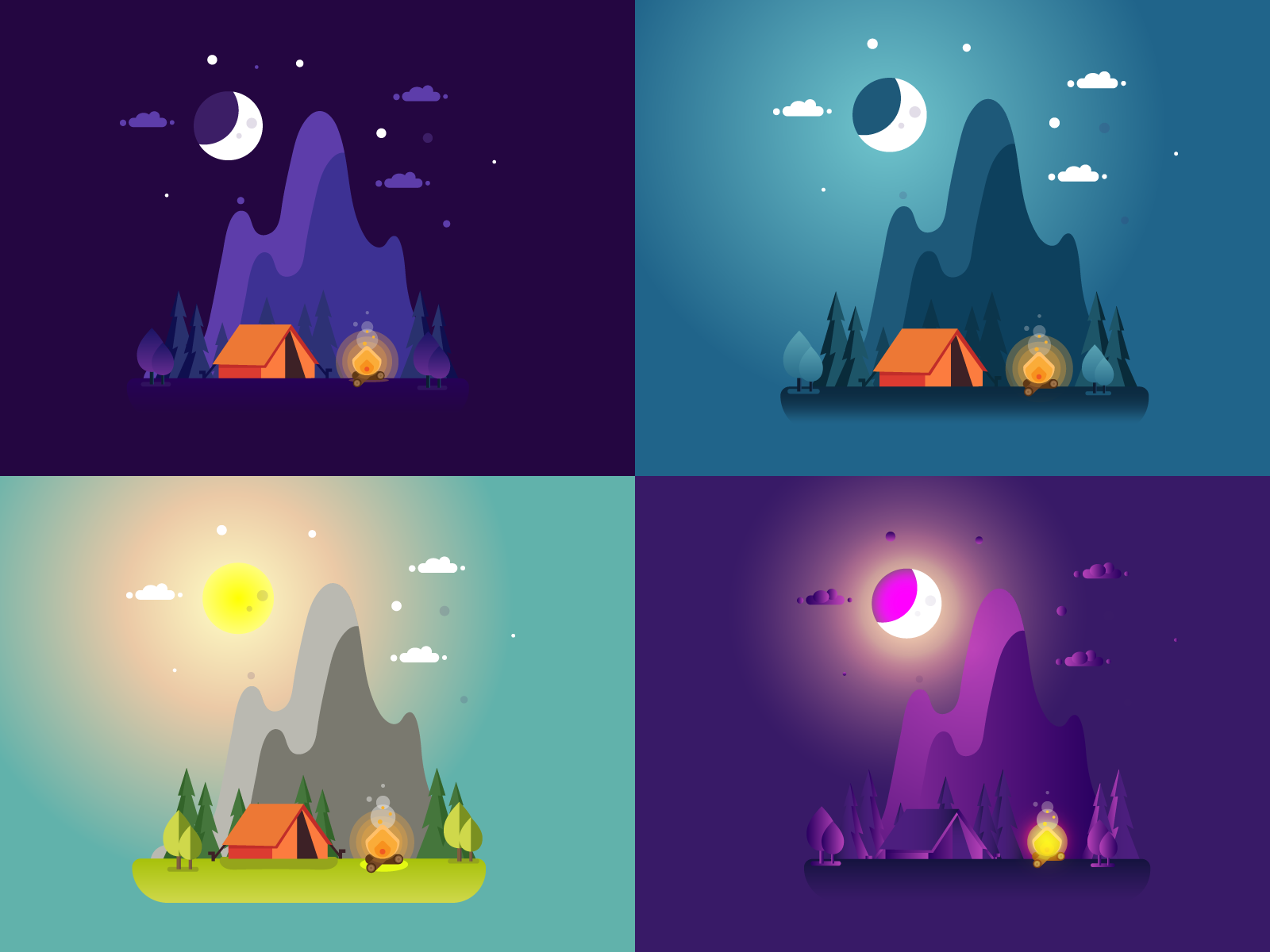 Summer Camp Landscape Illustration By PixSmite On Dribbble