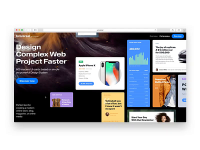 Universal UI Kit website animation animation design figma flat minimal sketch ui ux web website