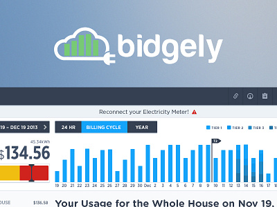 Bidgely dashboard energy flat ui san francisco san jose uiux design visual design