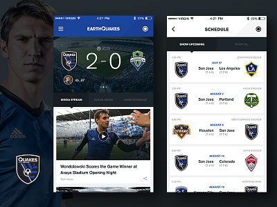 Soccer App earthquakes football game ios mls player san jose schedule simple soccer