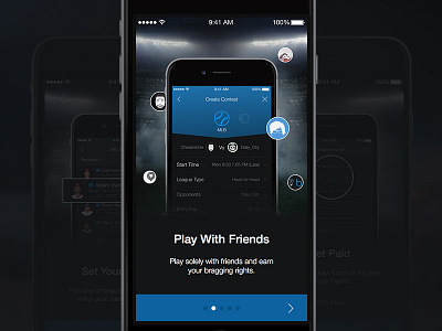 Sports Onboarding blue fantasy sports flat ios layout onboarding sports ui ux