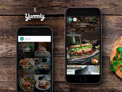 Yummly Browse browse category food ios modern tiles ui vegetarian wood yummly