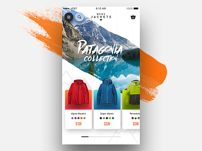 Patagonia Collection card ios mobile modern outdoors paint splash patagonia shadow shop ui