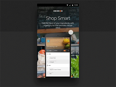 Sign Up Interaction android connect email food log in parallax wood yummly