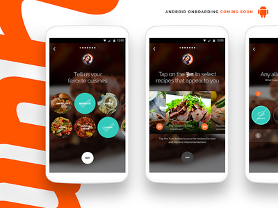 Android Onboarding Experience android circles coming soon experience food onboarding select yummly