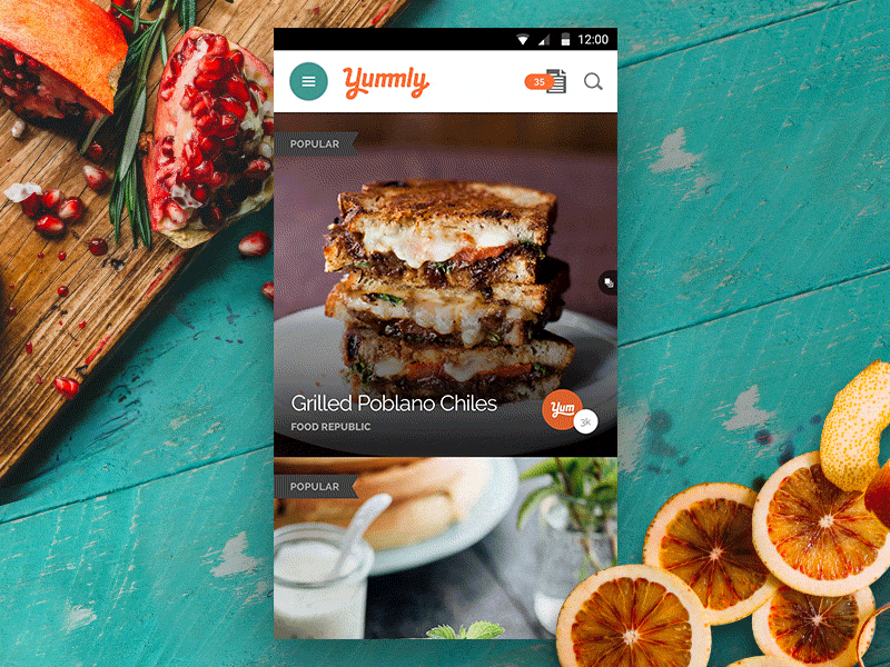 Recipe Details 2.0 android animation details screen food mobile recipe scroll transition ui ux yummly