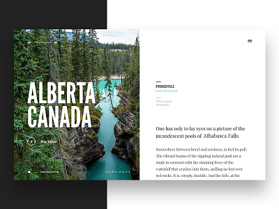 Travel Blog article blog canada layout split screen travel ui visual design